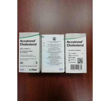 Тест-полоски Accutrend Cholesterol для определения общего холестерина в капиллярной крови, 25 шт.