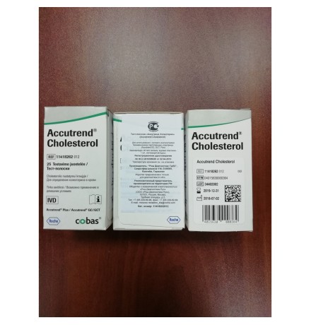 Тест-полоски Accutrend Cholesterol для определения общего холестерина в капиллярной крови, 25 шт.