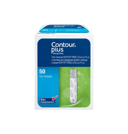 Тест-полоски на глюкозу для глюкометра Contour Plus, 50 шт.