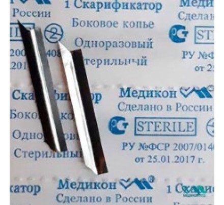 Скарификатор-копье для прокалывания кожи пальца, боковое копье, одноразовый, стерильный, МЕДИКОН ЛТД, 1000 шт.