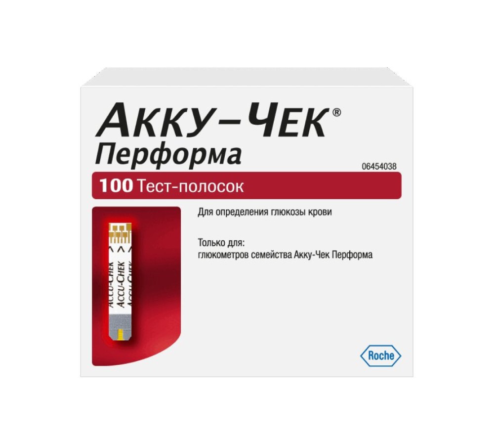 Тест-полоски на глюкозу для глюкометра Accu-Chek Performa, 100 шт.