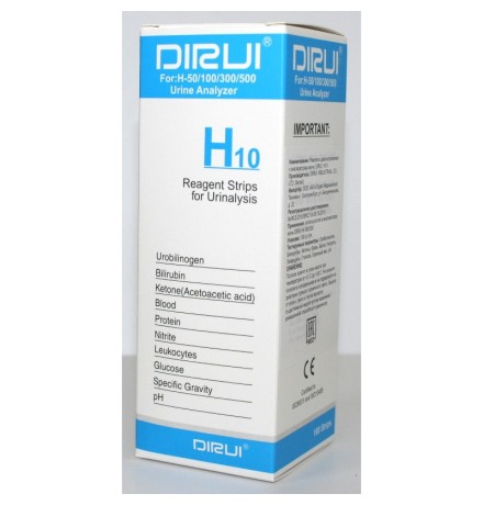 Тест-полоски для анализа мочи на 10 параметров DIRUI H10, 100 шт.