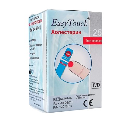 Тест-полоски на общий холестерин для анализатора EasyTouch, 25 шт.