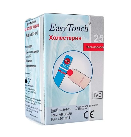 Тест-полоски на общий холестерин для анализатора EasyTouch, 25 шт.