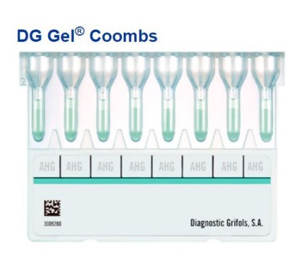 Гелевые карты DG Gel Coombs Grifols для проведения прямой и непрямой пробы Кумбса (поливалентный антиглобулин: анти-IgG + анти-C3d), 50 карт по 8 лунок