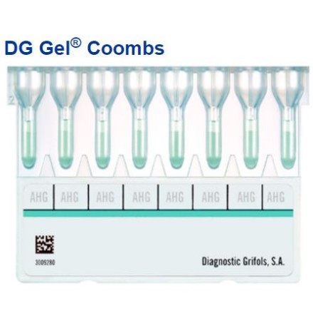 Гелевые карты DG Gel Coombs Grifols для проведения прямой и непрямой пробы Кумбса (поливалентный антиглобулин: анти-IgG + анти-C3d), 50 карт по 8 лунок
