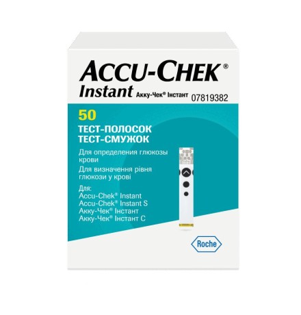 Тест-полоски на глюкозу для глюкометра Accu-Chek Instant, 50 шт.