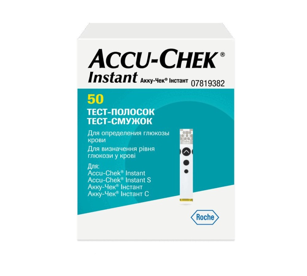 Тест-полоски на глюкозу для глюкометра Accu-Chek Instant, 50 шт.