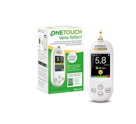 Глюкометр OneTouch Verio Reflect для определения глюкозы в капиллярной крови, с меню на русском языке и Bluetooth