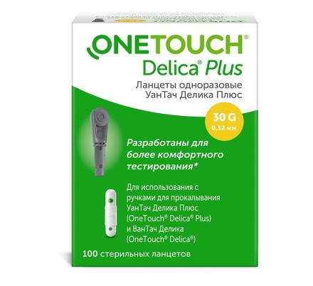 Ланцеты одноразовые OneTouch Delica Plus 30G для ручек Delica, стерильные, 100 шт.