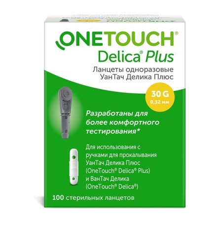 Ланцеты одноразовые OneTouch Delica Plus 30G для ручек Delica, стерильные, 100 шт.