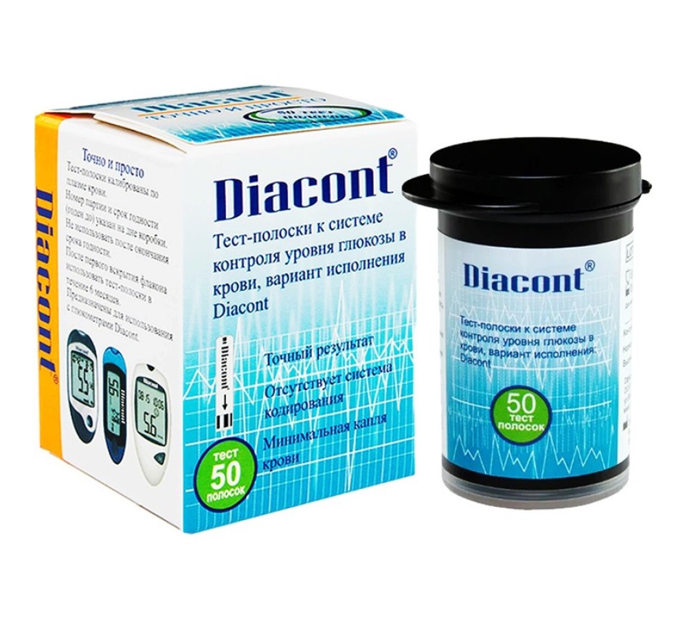 Тест-полоски Diacont для глюкометров Diacont, 50 шт.