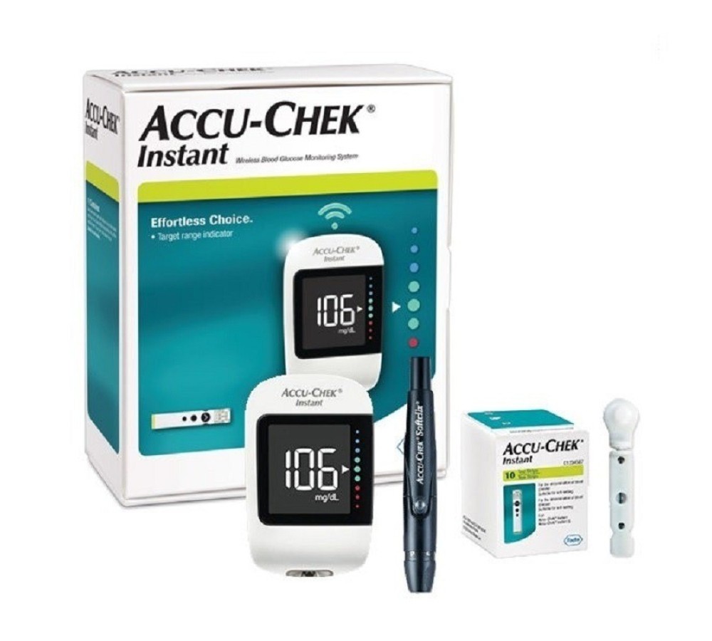 Глюкометр Accu-Chek Instant, набор с 10 тест-полосками и ручкой для прокалывания Softclix