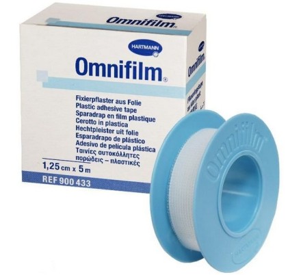 Пластырь фиксирующий Omnifilm из прозрачной плёнки, 1,25 см × 5 м, на катушке, нестерильный