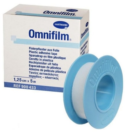 Пластырь фиксирующий Omnifilm из прозрачной плёнки, 1,25 см × 5 м, на катушке, нестерильный
